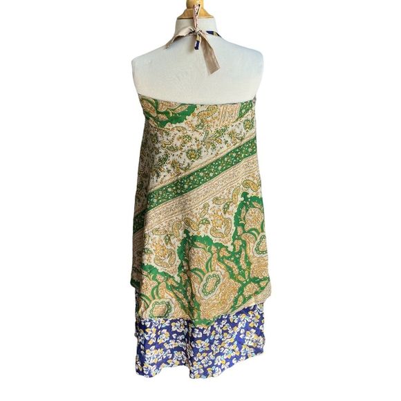 Floral Halter Dress with Green and Blue Accents - Picture 8 of 10